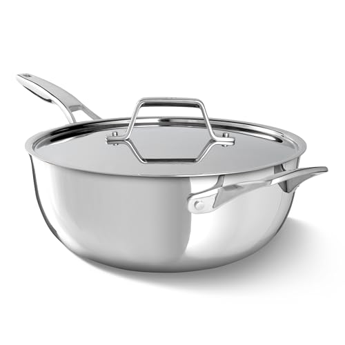 Calphalon Premier Polished 5-Ply Stainless Steel Cookware Set w/Turbo Heat Tech 4.5Qt Chef's Pan with Lid