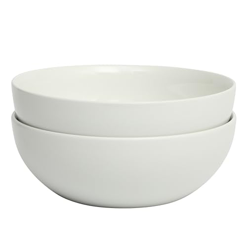 Gibson Home Extra Large Serving Bowls Set of 2-100 oz 10-Inch White Porcelain Salad Bowl Set, Stackable Ceramic Kitchen Bowls, Dishwasher & Microwave Safe