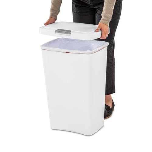 STERILITE 10458004 Touch Can, White, 13 Gallon
