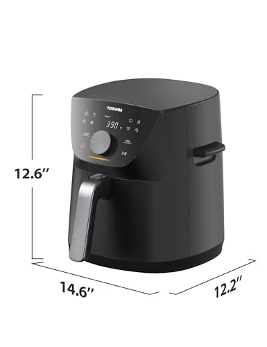 Toshiba 5.5QT Air Fryer with Heat-Q Technology, Quick and Easy Meals, 8 Preset Menus and Menu-IQ Function, 1-Degree Fahrenheit Precision, 90% Less Oil, Double-Sided Handles