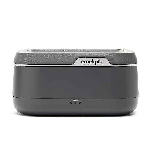 Crock-Pot 28-Ounce Mini Electric Heated Lunch Box, Portable Food Warmer, Perfect for Travel, Car, On-the-Go, Keeps Food Warm, Spill-Free, Dishwasher-Safe, Ideal Gift for Men and Women, Gray
