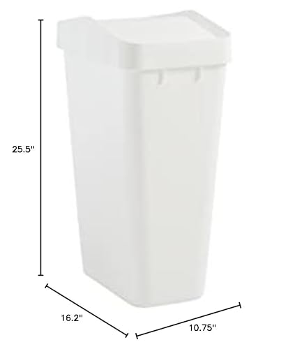 Rubbermaid Swing Top Waste Container for Home and Kitchen, Easy Access Disposal and Slim Modern Trash Can with Lid, 12.2 Gallon Capacity, White