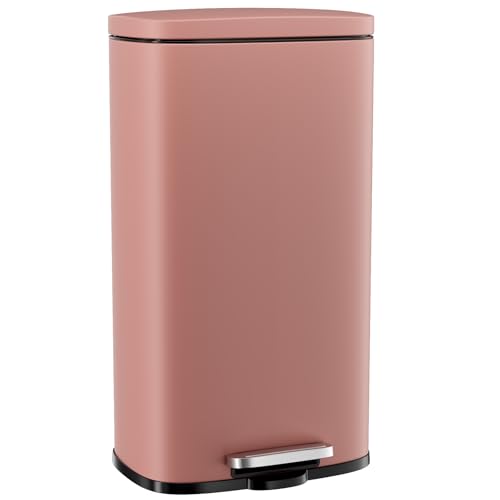Arlopu 8/13.2 Gallon Step Trash Can, Stainless Steel Garbage Bin, Soft-Close Rubbish Bin with Removable Plastic Inner