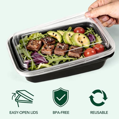 32oz 100 Pack(200 Piece) Meal Prep Containers Reusable Sturdy Food Storage Containers with Lids Microwave,Freezer,Dishwasher Safe Leakproof Airtight Plastic Bento Lunch Boxes for To Go Take Out - My Kitchen Products