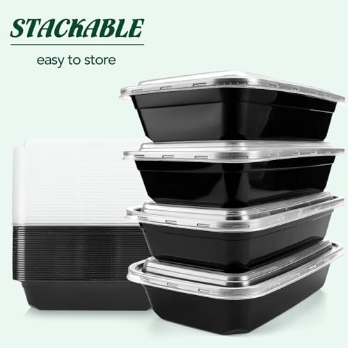 32oz 100 Pack(200 Piece) Meal Prep Containers Reusable Sturdy Food Storage Containers with Lids Microwave,Freezer,Dishwasher Safe Leakproof Airtight Plastic Bento Lunch Boxes for To Go Take Out - My Kitchen Products