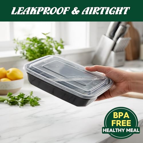 32oz 100 Pack(200 Piece) Meal Prep Containers Reusable Sturdy Food Storage Containers with Lids Microwave,Freezer,Dishwasher Safe Leakproof Airtight Plastic Bento Lunch Boxes for To Go Take Out - My Kitchen Products