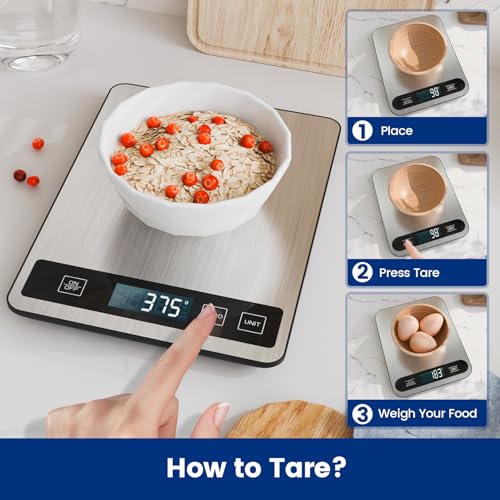 【33 lb & USB Rechargeable】 Digital Kitchen Food Scale Kitchen Scale, Stainless Steel Digital Weight Grams and Oz, Baking and Cooking, 0.1oz/1g Precise, 6 Weight Units (B1) - My Kitchen Products