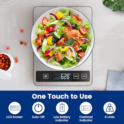 【33 lb & USB Rechargeable】 Digital Kitchen Food Scale Kitchen Scale, Stainless Steel Digital Weight Grams and Oz, Baking and Cooking, 0.1oz/1g Precise, 6 Weight Units (B1) - My Kitchen Products