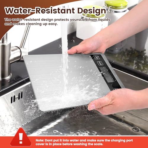 33lb Food Scale, Digital Kitchen Scale Batteries and USB Charging,1g/0.05oz Precise Graduation, Waterproof Stainless Steel with LCD Display Weight Grams and oz for Cooking Baking (Stainless Steel) - My Kitchen Products