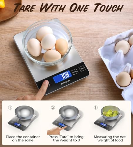 33lb Food Scale, NASA-Grade Digital Kitchen Scale, Precisely Measures Grams and Ounces for Baking and Cooking, Waterproof Tempered Glass & Stainless Steel Platform - My Kitchen Products