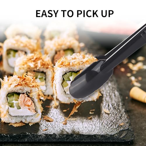 36 PCS Disposable Serving Utensils for Party - 12 Set Including Black Plastic Spoons, Tongs and Forks - My Kitchen Products