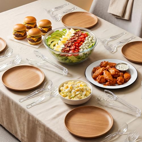 36Pcs Disposable Plastic Serving Utensils Set, 12 Clear Spoons, 12 Forks, 12 Tongs, 9-Inch for Party Buffet Catering Events, Heavy Duty and Ergonomic Design - My Kitchen Products