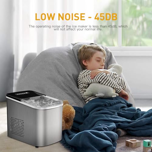 38lbs Per Day Countertop Ice Maker, 9 Ice Cubes in 3.5 Minutes, Self-Cleaning Portable Ice Machine with 2 Bullet Sizes for Kitchen, Camping, RV, and Party - My Kitchen Products