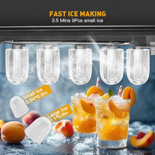 38lbs Per Day Countertop Ice Maker, 9 Ice Cubes in 3.5 Minutes, Self-Cleaning Portable Ice Machine with 2 Bullet Sizes for Kitchen, Camping, RV, and Party - My Kitchen Products