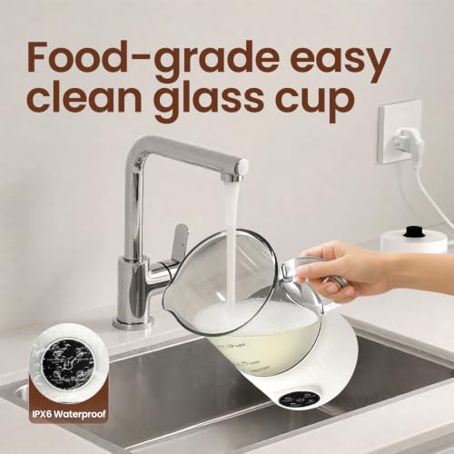 4-in-1 Electric Milk Frother and Steamer for Whole Milk, LED Touch Screen, Cold and Warm Foam Maker, Ceramic-Coated, 13.52oz for Lattes, Cappuccinos and Hot Chocolate, Auto Shut-Off, Cream White - My Kitchen Products