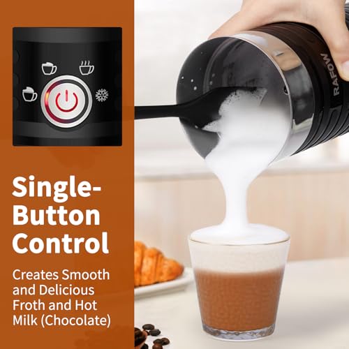 4 In 1 Electric Milk Frother Steamer - Hot and Cold Coffee Foam Froth Maker 350ml/12oz, Automatic Milk Warmer Foamer for Latte, Cappuccinos, Macchiato, Chocolate - My Kitchen Products