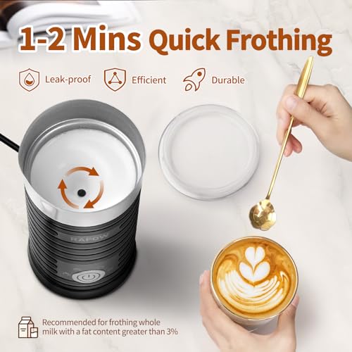4 In 1 Electric Milk Frother Steamer - Hot and Cold Coffee Foam Froth Maker 350ml/12oz, Automatic Milk Warmer Foamer for Latte, Cappuccinos, Macchiato, Chocolate - My Kitchen Products