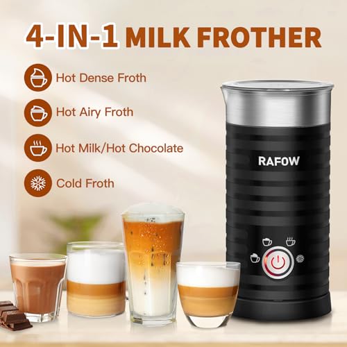 4 In 1 Electric Milk Frother Steamer - Hot and Cold Coffee Foam Froth Maker 350ml/12oz, Automatic Milk Warmer Foamer for Latte, Cappuccinos, Macchiato, Chocolate - My Kitchen Products