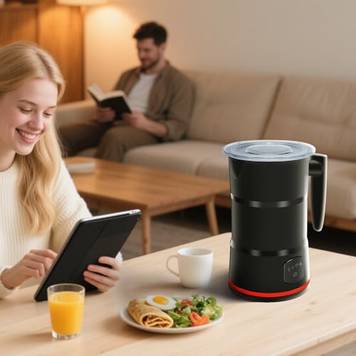 4 in 1 Electric Milk Frother, Steamer with Warming function, Automatic Hot and Cold Milk Frother, Coffee Frother, Latte, Hot Chocolate, Macchiato, Cappuccino (Black) - My Kitchen Products