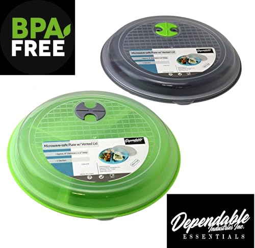4-Pack Divided Microwave Plates with Vented Lids – BPA-Free, Stackable Meal Prep Plates – 3 Section Food Storage – Microwave, Freezer & Dishwasher Safe – 8.75” x 8.75” - My Kitchen Products