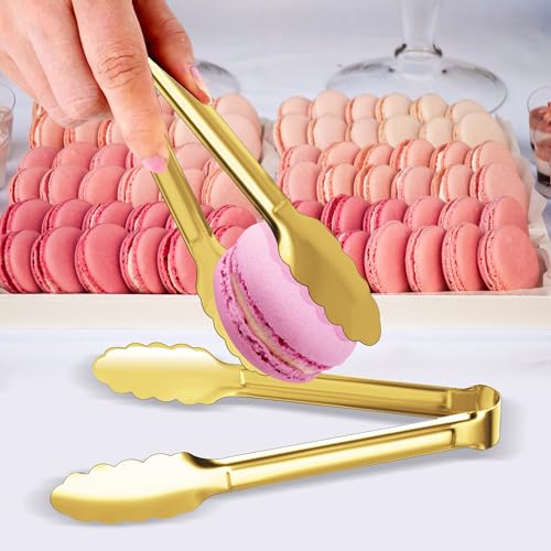 4 Pack Gold Serving Tongs XEVOM Buffet Tongs Serving Utensils Salad Tongs Stainless Steel Gold Plated Buffet Serving Tongs,9 Inch - My Kitchen Products