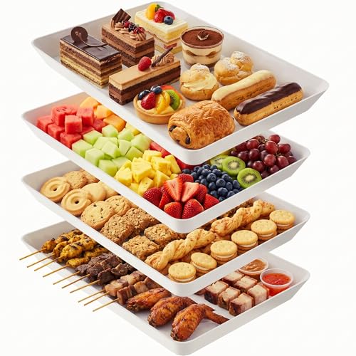 4-Pack Serving Tray, Serving Platter for Parties, Entertaining, Camping & Food