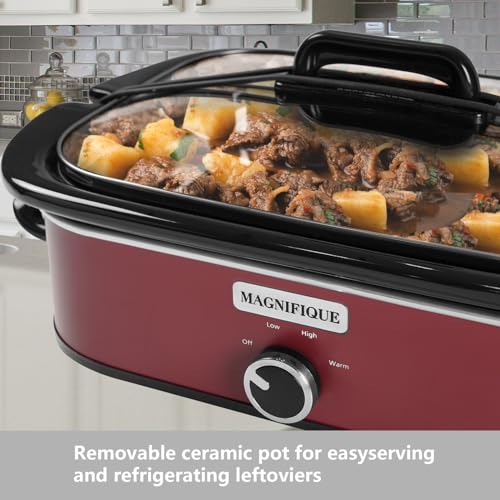4-Quart Slow Cooker with Casserole Manual Warm Setting - Perfect Kitchen Small Appliance for Family Dinners, Dishwasher Safe Crock, Red - My Kitchen Products