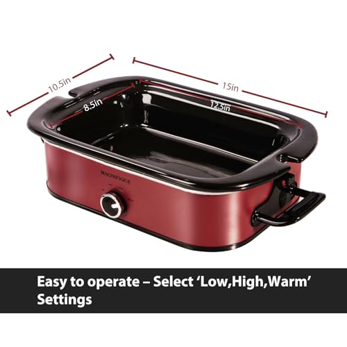4-Quart Slow Cooker with Casserole Manual Warm Setting - Perfect Kitchen Small Appliance for Family Dinners, Dishwasher Safe Crock, Red - My Kitchen Products