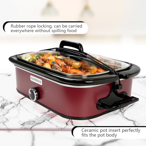 4-Quart Slow Cooker with Casserole Manual Warm Setting - Perfect Kitchen Small Appliance for Family Dinners, Dishwasher Safe Crock, Red - My Kitchen Products
