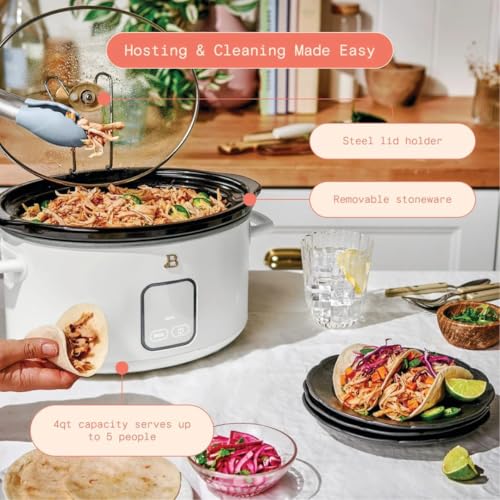 4-Quart Slow Cooker with Touch-Activated Display, Programmable Digital Controls, Removable Non-Stick Pot, Keep Warm Function (White Icing) - My Kitchen Products