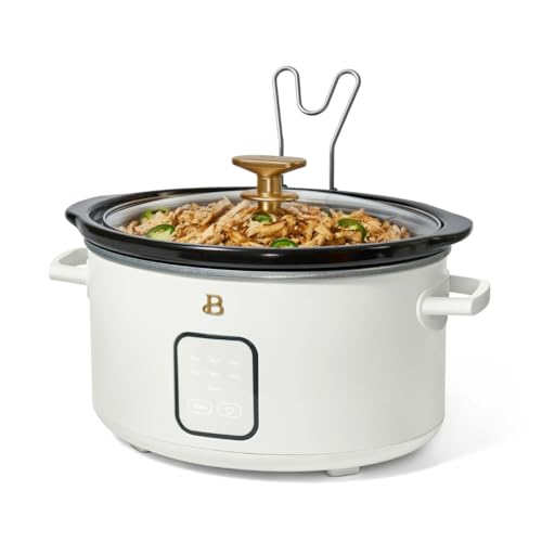 4-Quart Slow Cooker with Touch-Activated Display, Programmable Digital Controls, Removable Non-Stick Pot, Keep Warm Function (White Icing) - My Kitchen Products