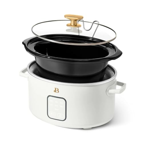 4-Quart Slow Cooker with Touch-Activated Display, Programmable Digital Controls, Removable Non-Stick Pot, Keep Warm Function (White Icing) - My Kitchen Products