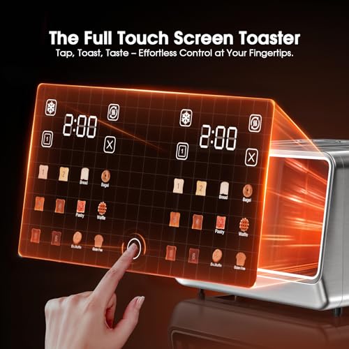 4-Slice Smart Toaster, 1800W Digital Touchscreen with Dual-Zone Control, 1.5" Extra-Wide Slots for Bagels & Thick Bread, 6 Browning Levels & 6 Presets, Single-Slot Energy Saving, Defrost/Reheat - My Kitchen Products