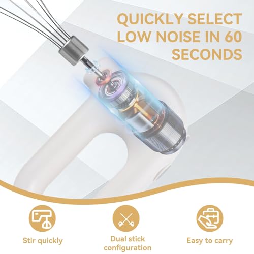 4 Speed Electric Hand Mixer, Mini 4 Speed Adjustable Cordless USB Rechargeable Electric Whisk Hand Mixer Portable Handheld Mixer 1500mAh Egg Beater (White) - My Kitchen Products