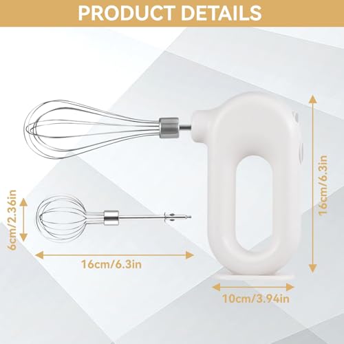 4 Speed Electric Hand Mixer, Mini 4 Speed Adjustable Cordless USB Rechargeable Electric Whisk Hand Mixer Portable Handheld Mixer 1500mAh Egg Beater (White) - My Kitchen Products