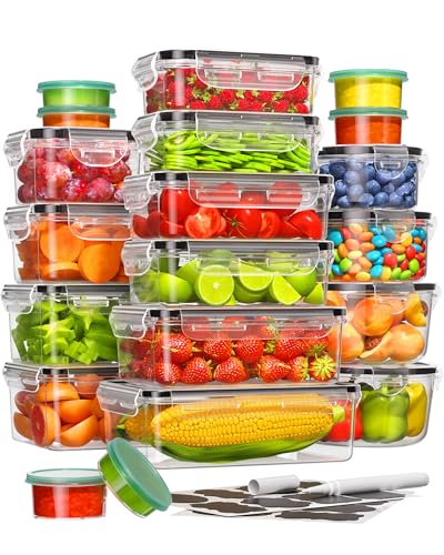 40 Piece Food Storage Containers with Lids(20 Containers & 20 Lids), BPA-Free Plastic Food Containers for Kitchen Storage and Organization, Leak Proof Meal Prep Container, Includes Labels & Pen - My Kitchen Products
