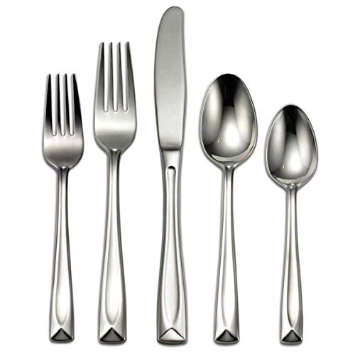 Oneida Silverware Set, Lincoln 45-Piece Everyday Flatware Set, Service For 8, 18/0 Stainless Steel, Medium Weight, Dishwasher Safe, Knives Spoons And Forks Sets, Utensils (Silver, 45 Piece)