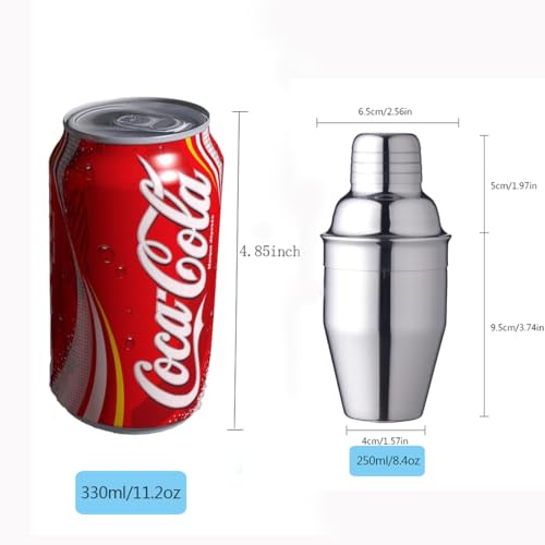 Delidge Small Cocktail Shaker 8oz Martini Shaker Bar Drink Shaker Mixer Shakers Bartending, 250ml Mini Cocktail Shakers Margarita Alcohol Liquor Barware Tools