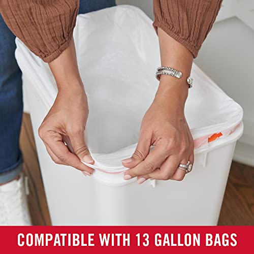 Rubbermaid Swing Top Waste Container for Home and Kitchen, Easy Access Disposal and Slim Modern Trash Can with Lid, 12.2 Gallon Capacity, White