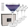 MORA PURE The Remy Coupe - Set of 4, 8oz Handblown Premium Crystal Martini Glasses for Cocktail, Gin & Tonic, Cosmopolitan, Manhattan, Bar, Fancy Mixology, etc. Modern Angle Drinking Glassware