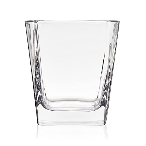 TRUE Square Rocks Glass, Old Fashioned Whiskey Glasses, Superb Drinking Cups for Cocktail Party, Home Bar, Bartender Accessories, Set of 4, 10 oz