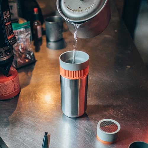 WACACO Pipamoka Portable Coffee Maker, Coffee brewer, All-in-one Vacuum Pressured，Insulated Travel Mug, Hand Powered and Filter Pressure Brewer, Stainless Steel Thermo Cup, 10 fl oz