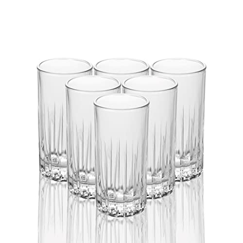 LEMONSODA Premium Crystal Cut Highball Glasses - 11.5oz Set of 6 - Crystal Cut Traze Collins Glass - Elegant Glassware Set - Housewarming Gifts - Drinking Glasses for Water, Cocktails, Juice