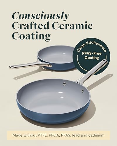 Caraway Nonstick Ceramic Frying Pan (2.7 qt, 10.5") - Non Toxic, PTFE & PFOA Free - Oven Safe & Compatible with All Stovetops (Gas, Electric & Induction) - White