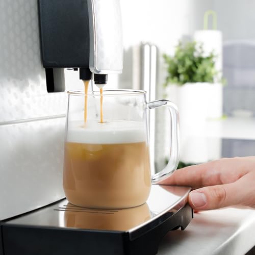 ZMZKKLL Large Glass Coffee Mugs, 20 oz Glass Coffee Cups Set of 2, Clear Borosilicate Glass Mugs with Handles for Cappuccino, Tea, Latte, Hot/Cold Beverages, Wine, Americano