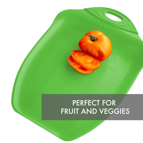 Dexas Chop & Scoop Cutting Board, 9.5 x 13 Inch, Solid Green, BPA-Free Dishwasher Safe Kitchen Prep Board with Handle