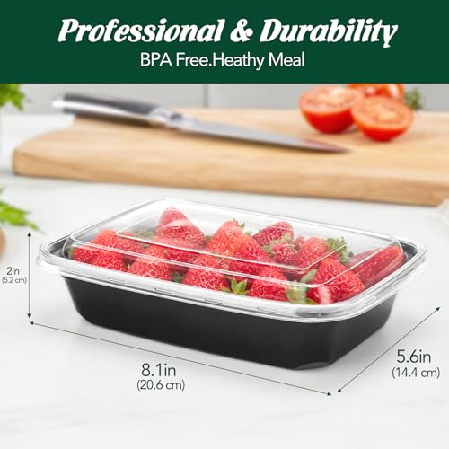 32oz 100 Pack(200 Piece) Meal Prep Containers Reusable Sturdy Food Storage Containers with Lids Microwave,Freezer,Dishwasher Safe Leakproof Airtight Plastic Bento Lunch Boxes for To Go Take Out