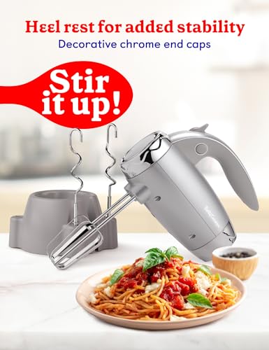 Betty Crocker 7-Speed Power-Up™ Hand Mixer with Stand, BC-4208S, Silver