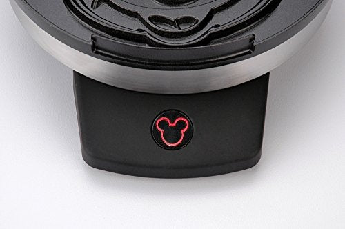 Disney Mickey Mouse Waffle Maker by Select Brands - Nonstick Waffle Iron for Fun Mickey-Shaped Waffles - Disney Kitchen Gift - 800 Watts - Red