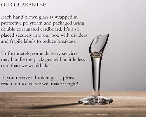 Dos Sueños Hand Blown Mexican Drinking Glasses - Set of 6 Glasses with Cobalt Blue Rims (14 oz each)